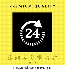 Open around the clock symbol icon. Opening hours symbol icon. Graphic elements for your design