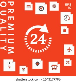 Open around the clock symbol icon. Opening hours symbol icon. Graphic elements for your design