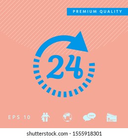 Open around the clock symbol icon. Opening hours icon. Graphic elements for your design