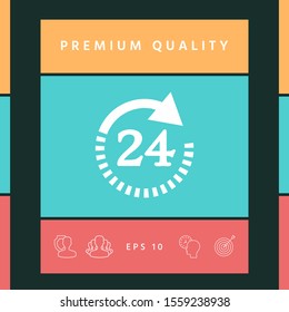 Open around the clock symbol icon. Opening hours symbol icon. Graphic elements for your design