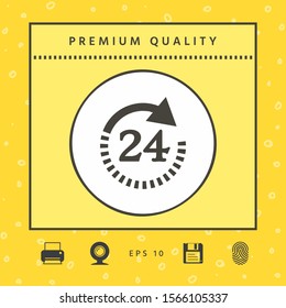 Open around the clock symbol icon. Opening hours symbol icon. Graphic elements for your design