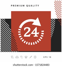 Open around the clock symbol icon. Opening hours symbol icon. Graphic elements for your design