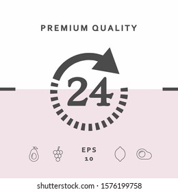 Open around the clock symbol icon. Opening hours symbol icon. Graphic elements for your design