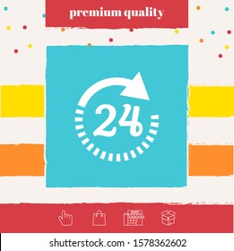 Open around the clock symbol icon. Opening hours icon. Graphic elements for your design