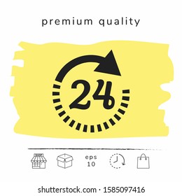 Open around the clock symbol icon. Opening hours icon. Graphic elements for your design