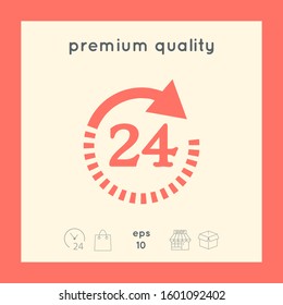 Open around the clock symbol icon. Opening hours symbol icon. Graphic elements for your design