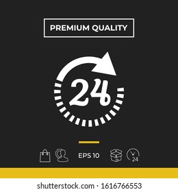 Open around the clock symbol icon. Opening hours icon. Graphic elements for your design