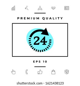 Open around the clock symbol icon. Opening hours symbol icon. Graphic elements for your design