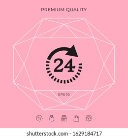 Open around the clock symbol icon. Opening hours symbol icon. Graphic elements for your design