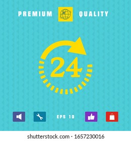 Open around the clock symbol icon. Opening hours symbol icon. Graphic elements for your design