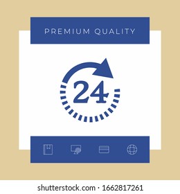 Open around the clock symbol icon. Opening hours symbol icon. Graphic elements for your design