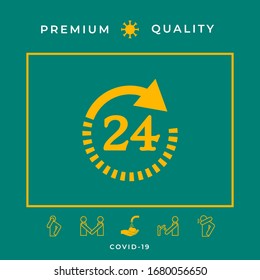 Open around the clock symbol icon. Opening hours symbol icon. Graphic elements for your design