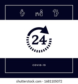 Open around the clock symbol icon. Opening hours symbol icon. Graphic elements for your design