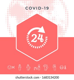 Open around the clock symbol icon. Opening hours icon. Graphic elements for your design