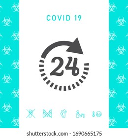 Open around the clock symbol icon. Opening hours icon. Graphic elements for your design