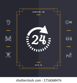 Open around the clock symbol icon. Opening hours icon. Graphic elements for your design