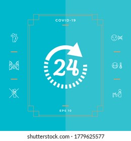 Open around the clock symbol icon. Opening hours icon. Graphic elements for your design