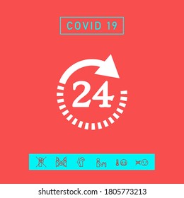 Open around the clock symbol icon. Opening hours symbol icon. Graphic elements for your design
