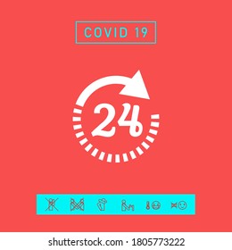 Open around the clock symbol icon. Opening hours icon. Graphic elements for your design