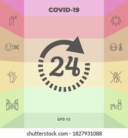 Open around the clock symbol icon. Opening hours icon. Graphic elements for your design