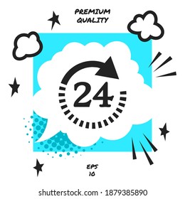 Open around the clock symbol icon. Opening hours symbol icon. Graphic elements for your design