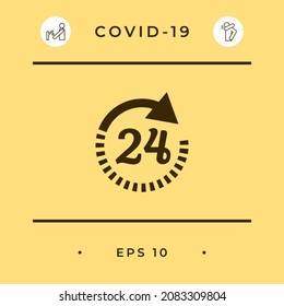 Open around the clock symbol icon. Opening hours icon, elements for your design