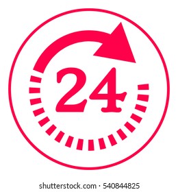 Open around the clock symbol icon. Opening hours symbol icon