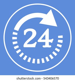 Open around the clock symbol icon. Opening hours symbol icon