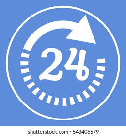 Open around the clock symbol icon. Opening hours icon