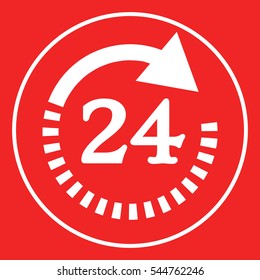 Open around the clock symbol icon. Opening hours symbol icon