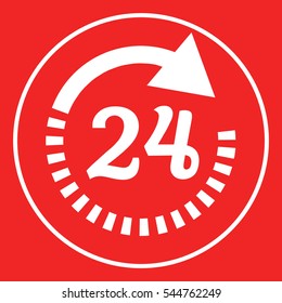 Open around the clock symbol icon. Opening hours icon