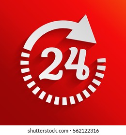 Open around the clock symbol icon. Opening hours icon