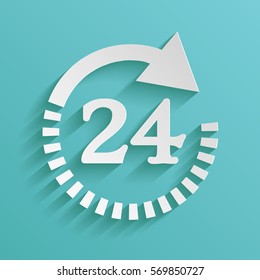 Open around the clock symbol icon. Opening hours symbol icon