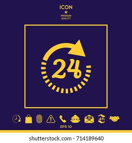 Open around the clock symbol icon. Opening hours icon