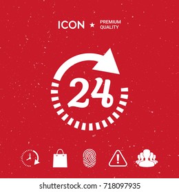 Open around the clock symbol icon. Opening hours icon