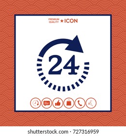 Open around the clock symbol icon. Opening hours symbol icon