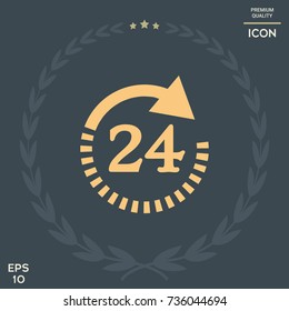 Open around the clock symbol icon. Opening hours symbol icon