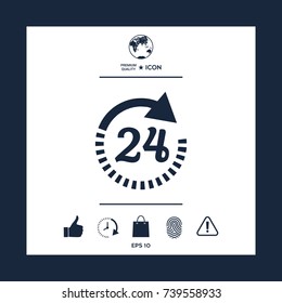 Open around the clock symbol icon. Opening hours icon