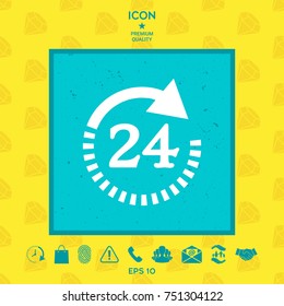 Open around the clock symbol icon. Opening hours symbol icon