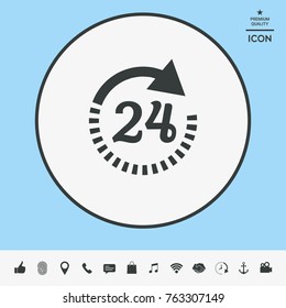 Open around the clock symbol icon. Opening hours icon