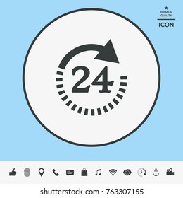 Open around the clock symbol icon. Opening hours symbol icon