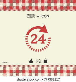 Open around the clock symbol icon. Opening hours symbol icon