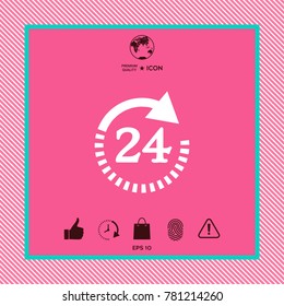 Open around the clock symbol icon. Opening hours symbol icon