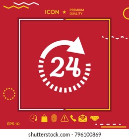Open around the clock symbol icon. Opening hours icon