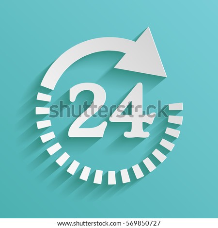 Open around the clock symbol icon. Opening hours symbol icon