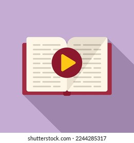 Open audio book icon flat vector. Class distance. College exam