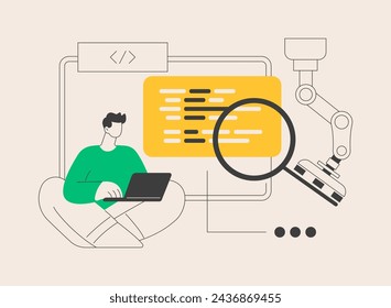 Open automation architecture abstract concept vector illustration. Software architecture, open source robotics, industrial soft development, exible manufacturing, automation abstract metaphor.