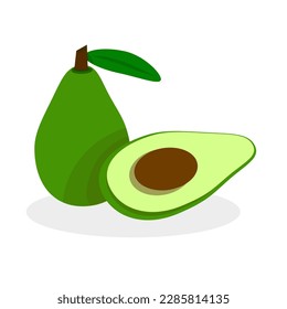 Open Avocado Vector Illustration on white background, clipping path.