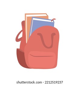 Open Backpack With Books. School Bag Isolated