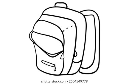 Open backpack hand drawn outline vector illustration. Isolated on white background